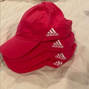 FOUR (4) HOT PINK adidas hats